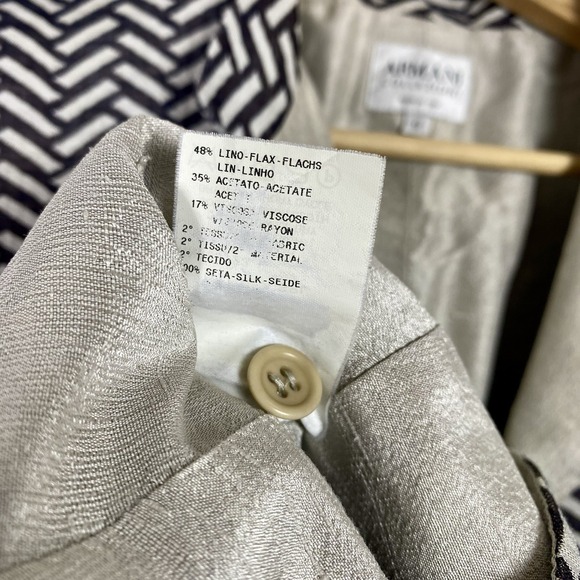 Vtg Womens Small Armani Collezioni Suit Jacket Silk Linen Textured Italy Blazer - Picture 6 of 7